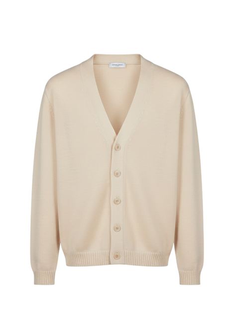 Cardigan Scollo a V in Misto Lino e Cotone Beige DANIELE FIESOLI | Cardigan | 30800036